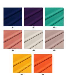 different colors of satin fabric on white background