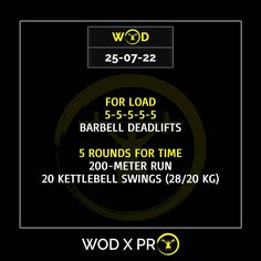 the flyer for wod x pro's 5 - 5 - 5 - 5 barbell deadlifts