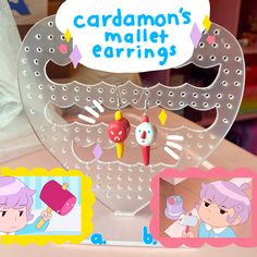 the cardamon's mallet earring display is shown