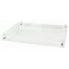 a clear plastic tray with two metal handles