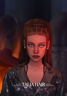 an animated image of a woman with braids in her hair and wearing a black leather jacket