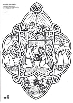 the nativity scene is depicted in this coloring page