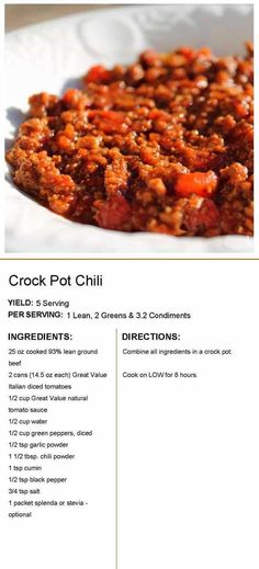 the recipe for crock pot chili is shown