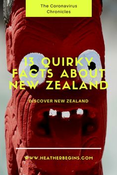 a red statue with the words, it's quirky fact about new zealand