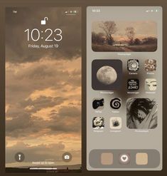 an iphone screen with various icons on it and the sky in the background, as well as clouds