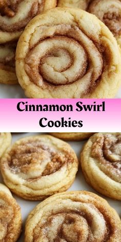 cinnamon swirl cookies are stacked on top of each other