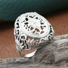 Artisan Handcrafted Ring Made Of Pure 925 Sterling Silver Nickel Free Tgw 4.86 Oxidized Finish Filigree Ring For Gift, Bohemian Filigree Ring With Oxidized Finish As Gift, Handmade Spiritual Filigree Ring, Silver Oxidized Finish Flower Ring, Silver Oxidized Finish Flower Ring As Gift, Silver Oxidized Flower Ring For Gift, Silver Oxidized Flower Ring As A Gift, Handmade Sterling Silver Filigree Ring, Handmade Sterling Silver Filigree Ring Spiritual