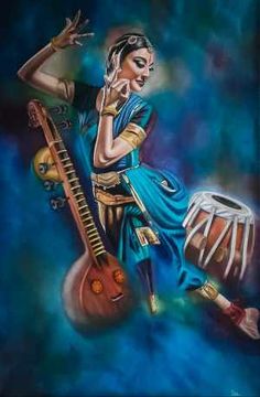 Music Art Painting, Hand Paintings, Composition Painting, Buy Paintings Online, Dancer Painting, Saree Painting, Boho Art Drawings, Dance Paintings, Photo To Art