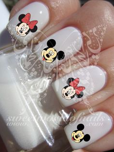 20 water decals on a clear water transfer which can be applied over any color… Pretty Fingernails, Pig Nails, Snoopy Nails, Kids Nails, Paint Nails, Xmas Nail Art