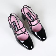 Mary-jane slingback shoes in patent leather with pink leather lining and a leather sole. They feature two straps, silver metal buckles and a 6-cm heel. Made in Italy. 100% Calf leather. Italian sizing. They run true to size - please reach out to info@misiamadrid if you have any doubts. Carel Shoes, Carel Paris Shoes, Fairy Grandmother, Patent Leather Mary Janes, Carel Paris, Paris Shoes, Preppy Inspo, Parisian Look, Timeless Shoes