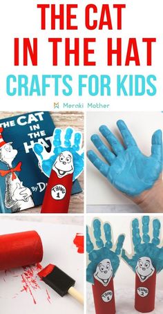 the cat in the hat crafts for kids are fun and easy to make with their hands