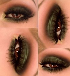 Forest Green Smokey Eyes Mary Kay Eyeliner, Trendy Eyeshadow, Nails Green, Green Eyeshadow, Top Makeup Products, Makeup Obsession, Makeup Pictures