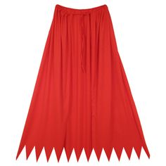 a red cape with white teeth on it