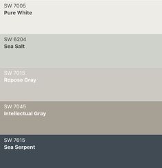 the different shades of gray paint are shown in this color palette, which is neutral and white