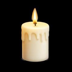 a lit candle on a black background