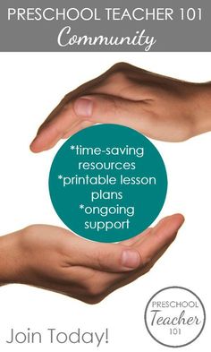 two hands holding each other with the text preschool teacher 101 community time - saving resources printable lesson plans ongoing support