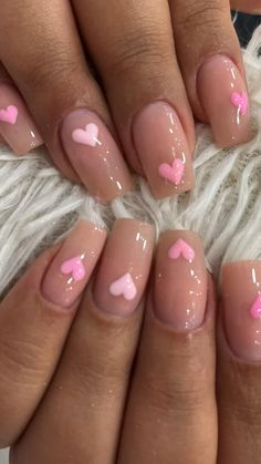 Nails Pink Heart, Teen Nail Art, Pink And White Nail Designs, Nails With Pink, Ruby Nails, Preppy Nails, Kids Nails, Pink White Nails