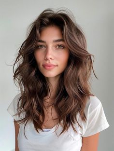 Long Layers Medium Length Hair Curly, Medium Beachy Haircut, Mid Wavy Hairstyles, Naturally Wavy Haircuts Medium, Wavy Curly Hairstyles Medium, Wavy Hairstyles Side Part, Medium Haircut Curly, Natural Wavy Medium Length Hair, Wave Haircut Women