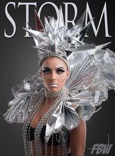 a woman with silver makeup and headdress on the cover of st storm magazine