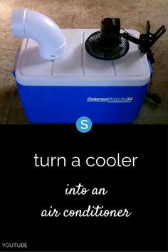 an air conditioner sitting on top of a floor with the words turn a cooler into an air conditioner