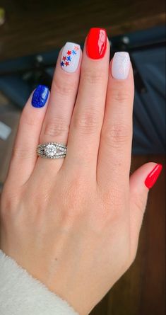 Fourth Of July Nails Gel, 4th July Nails, Celebration Nails, Independence Day Nails, Summer Nail Looks, Nails Colors Summer, Summer Nails 2020, Design Summer Nails, 2022 Summer Nails