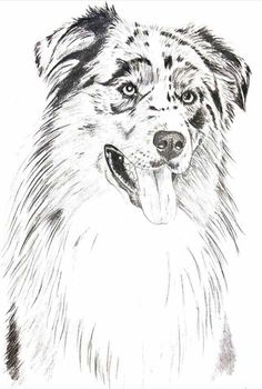 a drawing of a dog with its tongue out