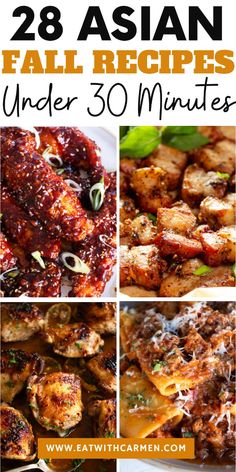 Enjoy 28 Fall Recipes for Dinner Under 30 Minutes that are perfect for cozy autumn nights! These quick and tasty recipes use seasonal ingredients to deliver hearty flavors without the long cooking times. Ideal for busy evenings, these dishes keep your fall dinners both fast and fabulous. Save this pin and try these speedy, comforting fall meals! 30 Minute Asian Meals, Asian Main Dishes, Asian Thanksgiving Dishes, Easy Asian Dinner Recipes, Dinner Ideas Asian, Fall Recipes For Dinner, Dinner Under 30 Minutes, Asian Thanksgiving, Authentic Asian Dishes