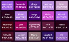 the names and numbers of different colors in purple, red, pink, blue, green,