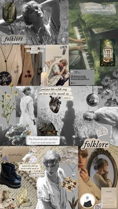 a collage of photos with words and pictures on them, including an image of a woman