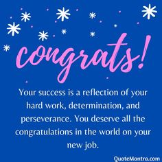 congratulations card with the words congratulations and snowflakes in pink on a blue background