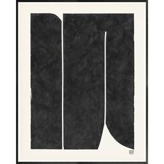 an abstract black and white painting on paper