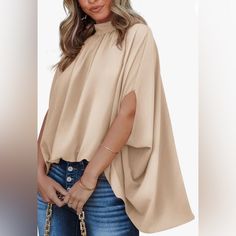 Available In Multiple Colors. Comment Desired Color Below At Time Of Purchase! Women Tops Features: S=Us 4-6, M=Us 8-10, L=Us 12-14, Xl=Us 16 / Summer Tops For Women / Womens Casual Blouse Tops / Half Short Batwing Sleeve Shirts / Dressy Oversized Shirt Tops / Mock Neck With Back Tie Knot / Batwing Short Sleeve / High Low Hem / Soft And Lightweight / Loose Fit / Solid Color / Fit For Spring, Summer, Fall Cozy Womens Summer Tops Material: Made Of Soft And Lightweight Fabric, This Casual Womens To Verdusa Women, Batwing Sleeve Blouse, Mock Neck Blouse, Casual Tie, Casual Wear Women, Oversized Blouse, Sleeves Clothing, Formal Dresses For Women, Oversized Top