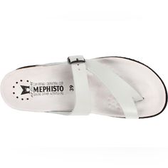 Mephisto Women's Helen Thong Sandals 6 White T-strap Sandals With Leather Footbed, White Sandals With Arch Support And Single Toe Strap, White T-strap Sandals With Removable Insole And Toe Post, White T-strap Flip Flops, White Adjustable T-strap Flip Flops, White T-strap Sandals With Removable Insole, Mephisto Shoes, Black Casual Shoes, Slides Slippers