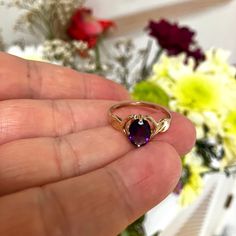 Vintage deep colours oval amethyst dress ring set in 9ct gold. This ring has a faded 9ct hallmark on the inside. CONDITION: Very good  CURRENT FINGER SIZE: UK size Q ( US 8 1/4 ) Please see drop down menu for alternative size. This ring has been professionally checked, cleaned and polished. Comes in a new box. Purple Amethyst Ring With Prong Setting In 14k Gold, 14k Gold Purple Solitaire Ring, Purple Ruby Ring In 14k Gold, Oval Purple Sapphire Ring In 14k Gold, Purple Amethyst Ring In 14k Gold For Gift, Purple Amethyst Ring In 14k Gold Perfect For Gift, Purple Sapphire Ring In 14k Gold, Gift 14k Gold Purple Amethyst Ring, Purple Amethyst Birthstone Ring In 14k Gold