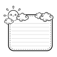 a blank paper with clouds and sun on it