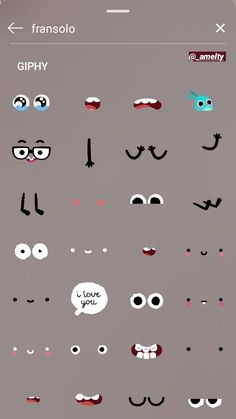 an iphone screen with many different emoticions on it