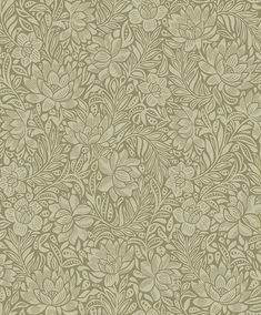 Zahara Olive Floral Wallpaper from the Posy Collection by Brewster Unusual Wallpaper, Posy Flower, Summer Furniture, Drops Patterns, Green Backdrops, Botanical Wallpaper, Floral Display, Elegant Flowers, Burke Decor