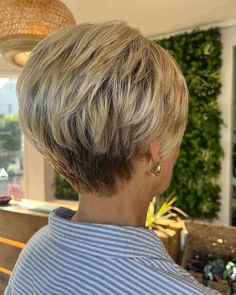 Short Stacked Bob Haircut Over 50 Fine Hair, The Wedge Haircut, Stacked Back Haircut, Short Stacked Bob Haircut For Thick Hair, Saved Pins All, Back View Of Pixie Haircut, Pixie Haircuts For Women Over 60, June Hairstyles, Short Stacked Bob Haircut Over 50