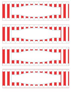 four red and white striped paper strips