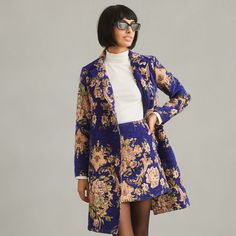 Elegant Floral Print Formal Outerwear, Elegant Formal Outerwear With Floral Print, Elegant Blue Floral Print Outerwear, Elegant Floral Print Outerwear For Fall, Elegant Floral Print Fall Outerwear, Warrior Queen, Greek Goddess, Purple Flowers, Kimono Top