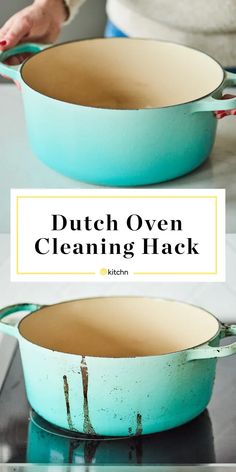 dutch oven cleaning hack with text overlay