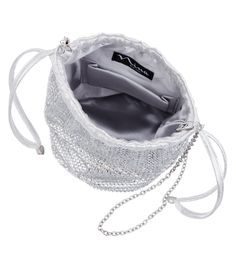 Elevate your style with our stunning All-Over Crystal Drawstring Bag, a true embodiment of elegance and sophistication. This exquisite bag is designed to captivate attention and leave a lasting impression wherever you go.Material: Embellished Drawstring Bucket Bag, Bag Silver, Shoe Carnival, Elevate Your Style, First Order, Handbag Accessories, Drawstring Bag, Evening Bags, Bucket Bag