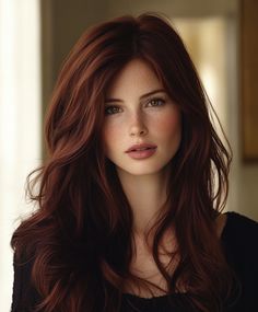 Cinnamon Swirl Locks Dark Red Hair Brown Eyes, Dark Mohagany Brown Hair, Brown Cinnamon Hair, Deep Brown Copper Hair, Cinnamon Colored Hair, Red Hair For Winter Skin, Brick Red Hair Color, Red Hair For Dark Autumn, Burnt Red Hair