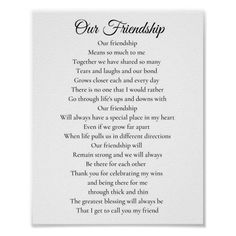 a poem written in black and white with the words'our friend'on it