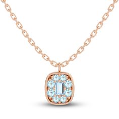 Elegant, colorful, and designed for your every mood. This delicate 10K rose gold women's necklace, from the Juliette Maison™ collection, is enlivened with dazzling natural aquamarine gemstones. The 18-inch cable chain secures in place with a lobster clasp. Women's Necklace, Jared The Galleria Of Jewelry, Aquamarine Pendant, Gold Necklace Women, Aquamarine Gemstone, Natural Aquamarine, Cable Chain, Gemstone Necklace, Aquamarine