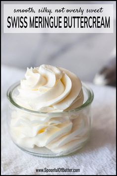 a small glass bowl filled with whipped cream