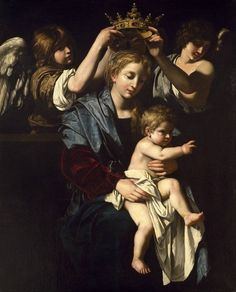 a painting of an angel holding a child