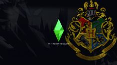 the hogwarts crest and green diamond are featured in this wallpaper image from harry potter