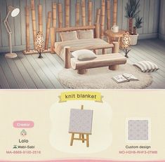 an image of a living room with furniture and decor on the floor, in pastel colors