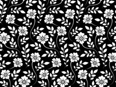 a black and white floral pattern with flowers